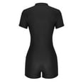 thumbnail image 4 of dazeni Women Long Sleeve Rash Guard Boyleg Tummy Control One Piece Swimsuit Surfing Bathing Suit UPF 50 Front Zip Surf Swimwear Black2 XX-Large, 4 of 6