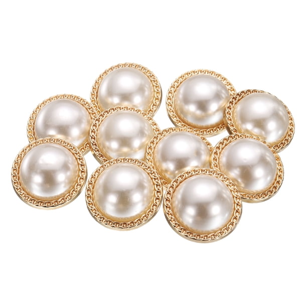 Uxcell 10 piezas de botones de costura de metal dorado perla 40L de 25 mm