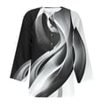 thumbnail image 7 of Viluyesy 3/4 Sleeves T-Shirt Women Round Neck Shirt Tops Relaxed Button Loose Blouse Black Size S, 7 of 7