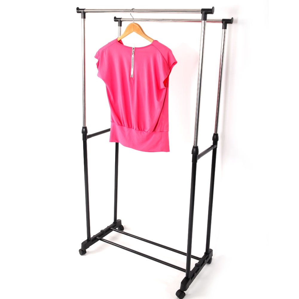 Kepooman Dual-bar Clothing Garment Racks, Vertical & Horizontal Stretching Stand Clothes Rack, Black & Silver Kepooman Dual-bar Clothing Garment Racks, Vertical & Horizontal Stretching Stand Clothes Rack, Black & Silver