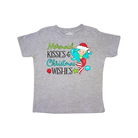 

Inktastic Mermaid Kisses and Christmas Wishes with Seashells Gift Toddler Boy or Toddler Girl T-Shirt