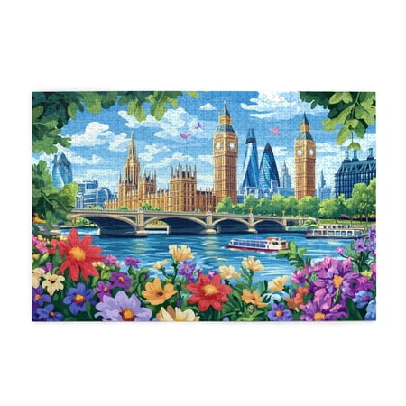 1000 PCS Modern Urban Scenery Wooden Puzzles For Adults 1000 Pieces High Difficulty Puzzle Unique And Beautiful Design Classic Scenery Modern Urban Puzzle Gifts For Friends And Family Funny Puzzles