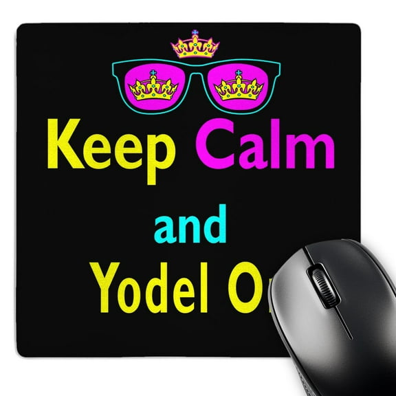 3dRose, CMYK Keep Calm Parody Hipster Crown And Sunglasses Keep Calm And Yodel On, MousePad