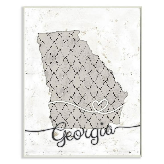 Stupell Industries Georgia Patterned Grey US State Design Wall Plaque by Ziwei Li