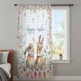 thumbnail image 3 of Easter Bunny Floral Sheer Curtains 45 Inches Long, Spring Flowers Checkered Watercolor Light Filering Curtains, Breathable Simi Curtain Privacy Drapes for Kitchen Bathroom Small Window Treatment, 3 of 9
