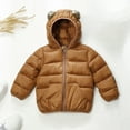 thumbnail image 2 of Fshinging Baby Kids Patchwork Cute Bear Ears Hooded Zipper Down Jackets Winter Warm Long Sleeve Outwears, 2 of 7