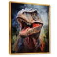 thumbnail image 2 of Designart "Blue and Grey Dinosaur Giant Portrait" Animals Framed Wall Art - Modern Blue Dinosaur Entryway Framed Wall Art, 2 of 6