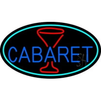 Cabaret With Wine Glass LED Neon Sign 20" Tall x 37" Wide - inches Black Square Cut Acrylic Backing, with Dimmer - Premium built indoor Sign for Strip Club, Dance club, Décor, Bar.