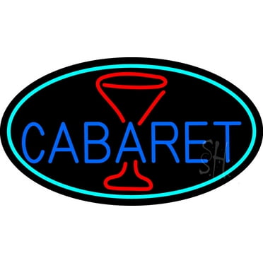 Cabaret With Wine Glass LED Neon Sign 13 x 24 - inches Black Square Cut Acrylic Backing, with Dimmer - Premium built indoor Sign for Strip Club, Dance club, Décor, Bar.