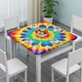 thumbnail image 3 of Colorful Rainbow Tie Dye Spiral Pattern Square Fitted Tablecloth with Elastic Edge,Square Table Cover,Washable Elastic Table Cover for Home Kitchen Party Decor 36"x36", 3 of 6