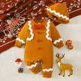 thumbnail image 2 of Gelikeya Christmas Baby Sleepers Boys Girls Clothes Long Sleeve Reindeer Pajamas Toddler Rompers Bodysuit with Hat (X05 Brown, 12-18 Months), 2 of 8
