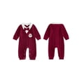 thumbnail image 2 of BemeyourBBs Baby Boy Knit Ribbed Romper Santa Embroidery Long Sleeve Jumpsuit, 2 of 9