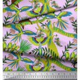 thumbnail image 2 of Soimoi Rayon Crepe Fabric Branches,Parrot & Leopard Jungle Fabric Prints by Yard 46 Inch Wide, 2 of 3