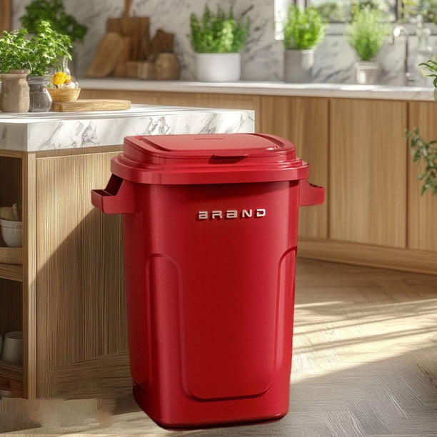 Cubo de basura de 28 L, resistente, sencillo y versátil, para el hogar, para sala de estar, cocina, oficina y dormitorio. Rojo