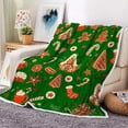 thumbnail image 2 of Green Christmas Gingerbread Man Throw Blanket, Winter Cute Star Snowflakes Candy Cane Throws Blankets, Xmas Soft Lightweight Holiday Blanket for Couch Sofa Bed Chair Living Rooms Decor 40X50IN, 2 of 6