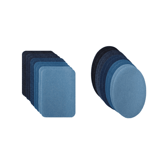 Johnson & Smith Iron On Patches - 20 Piece Iron On Patch for Clothing, Jeans Repair - 5 Shades - Adhesive Fabric Patches in 2 Shapes - Easy to Use, No Sewing Needed - Rectangle and Round Patches