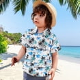 thumbnail image 2 of NIEWTR Toddler Boys Retro Geometric Print Short Sleeve Button Up Shirt Casual Stylish Tops for Kids(White,7-8 Years), 2 of 7