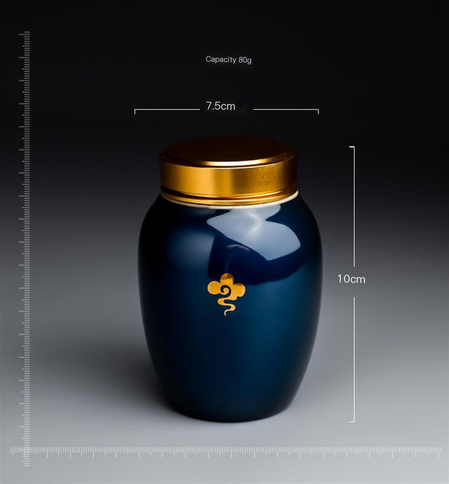 Hand Maderetro Ji Blue Ceramic Mini Pet Urn Can Small Sealed Can