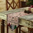 thumbnail image 3 of Table Runner Dresser Scarves Merry Christmas Grid Dot Tree Cotton Linen Burlap Table Cover Holly Snowflake on Wooden Table Runners for Family Kitchen Dining Holiday Party Banquet Decor, 3 of 5
