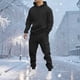 thumbnail image 1 of Ceisia Men's Solid Color Hooded Tracksuit Set with Cargo Pockets for Casual & Sports Wear Black XXL Gifts, 1 of 5