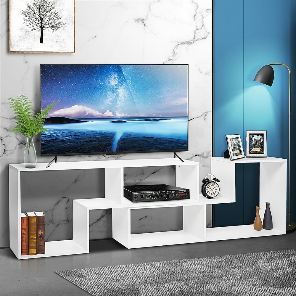 DIY TV Stand for TV's 40'' to 80'', 2 Separate Lshaped Shelves Bookcase Open Storage Shelving