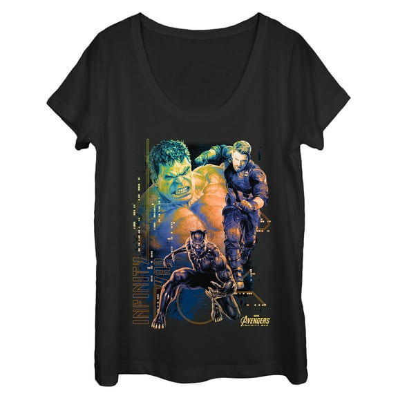 Women's Marvel Avengers: Infinity War Heroes  Scoop Neck Black Small