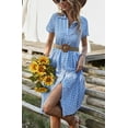 thumbnail image 5 of chouyatou Women's Summer Flutter Sleeve Midi Long Gingham Dress Plaid Button Down Shirt Dress, 5 of 5
