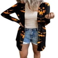 thumbnail image 1 of Women‘s Halloween Long Sleeve Open Front Cardigan Bat Print Buttons Down Cardigan Streetwear, 1 of 5