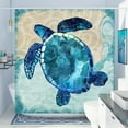 thumbnail image 2 of Teal Sea Turtle Shower Curtain, Ocean Beach Theme Underwater Marine Animal Turtle Bathroom Curtain Waterproof Fabric Machine Washable with 12 Hooks, 2 of 6