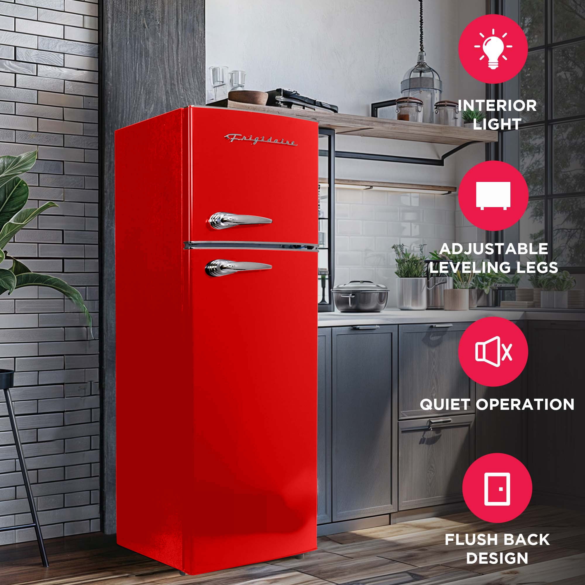 Frigidaire 7.5 Cu. ft. Retro Refrigerator, Top Mount Apartment Size Fridge, Red