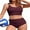 Wine Red, variant on Sociala Women's Sporty Two Piece Swimsuit Ribbed Tummy Control Bathing Suit with Pockets High Waisted Bikini Sets