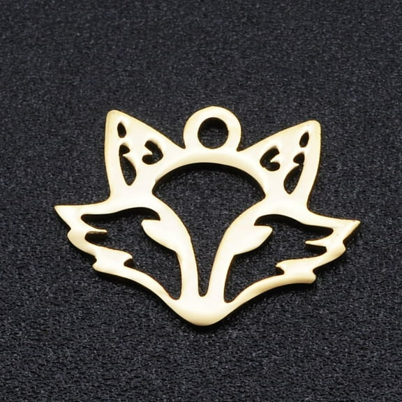 201 Stainless Steel Charms Fox Golden 11x15x1mm Hole: 1.4mm