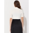 thumbnail image 4 of Cárdigan de manga corta para mujer con fruncido Bolero recortado frente abierto blanco XL, 4 of 6