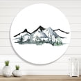 thumbnail image 2 of Designart 'Minimalistic Fir Forest and Winter Mountains I' Modern Circle Metal Wall Art 23x23 - Disc of 23, 2 of 5