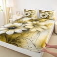 thumbnail image 3 of Manfei Retro Yellow Flower Full Size Sheets 4-Piece for Girls, Watercolor Floral, Gold Gray Ombre Sheet Sets, Super Cozy Room Decor, 3 of 7