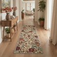 thumbnail image 2 of GENIMO 2'x7' Runner Rug, Machine Washable Non Slip Low Pile Hallway Runner Rug for Kitchen Laundry Room, Modern Floral, Antique Beige, 2 of 7