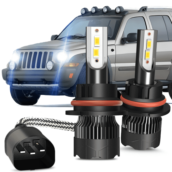 For Jeep Liberty 2002-2007 9007 LED Headlight Bulbs High Low Beam 6000K White
