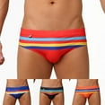 thumbnail image 4 of Men Bright Striped Swim Briefs Swimwear Trunks Surfboard Beach Shorts Swimsuit, 4 of 8