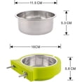 thumbnail image 2 of Comedero para jaulas de mascotas, extraíble, de acero inoxidable, para comida y agua, color verde, 2 of 5