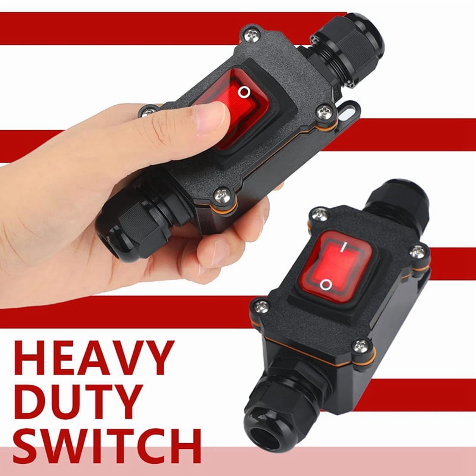 4 Pcs 12V Inline Switch Waterproof Inline Cord Switch Waterproof Toggle Switch with Red Light Rocker Button