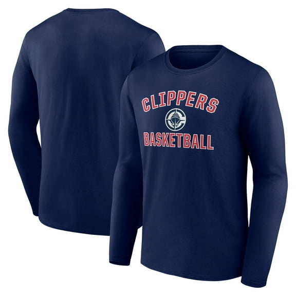 Men's Navy LA Clippers Victory Arch Long Sleeve T-Shirt