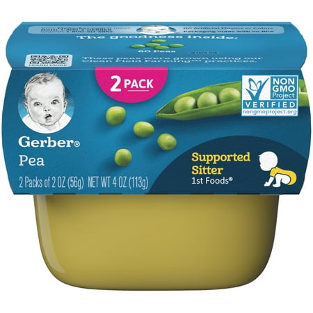 Gerber 1st Foods Pea Baby Food, 4 oz. Sleeve (Pack of