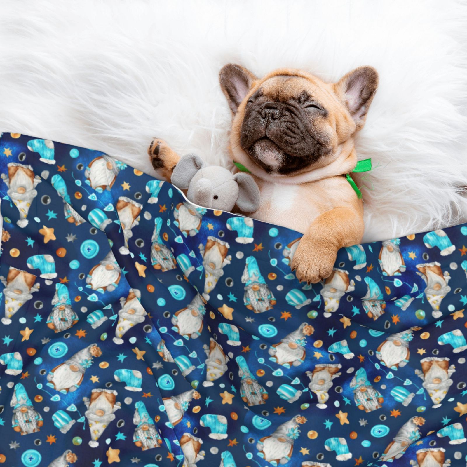 Naloa Ice blue old man cute winter Dog Blanket, 3 Sizes Cat Blanket for Indoor Cats Large Medium Small Dog Gifts-Small