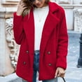 thumbnail image 2 of Winter Clearance Deals PITAUCE Women's Sherpa Jacket Fleece Winter Teddy Bear Coats Fuzzy Warm Fluffy Button Outwear Red S, 2 of 7