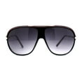 thumbnail image 2 of Mens Classic Sporty Flat Top Mobster Oversize Retro Racer Sunglasses Black Red Smoke, 2 of 4