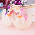 thumbnail image 3 of 2 piezas de llavero de unicornio luminoso suave de PVC con forma de caballo lunar en 3D, colgante de cuerda de cuero con sinfonía, color rosa, 3 of 4