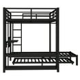 thumbnail image 3 of YIYADO Full over Twin Bunk Bed with Built-in Wardrobe & Trundle, Space Saving Metal Bunk Bed with Foldable Desk & Noise Reduction, Black, 3 of 7