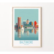 Baltimore Maryland Scenic City Travel Wall Art Home Decor