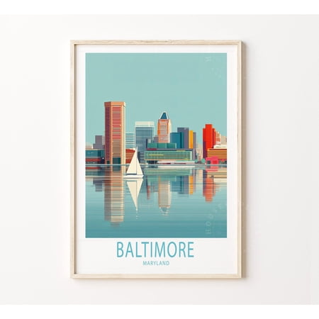 Baltimore Maryland Scenic City Travel Wall Art Home Decor