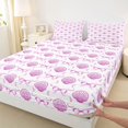 thumbnail image 3 of Manfei Pink Ribbon Bowknot Fitted Sheet Full,Watercolor Ocean Shell Bed Set,3-Piece,1 Fitted Sheet and 2 Pillowcases, 3 of 6
